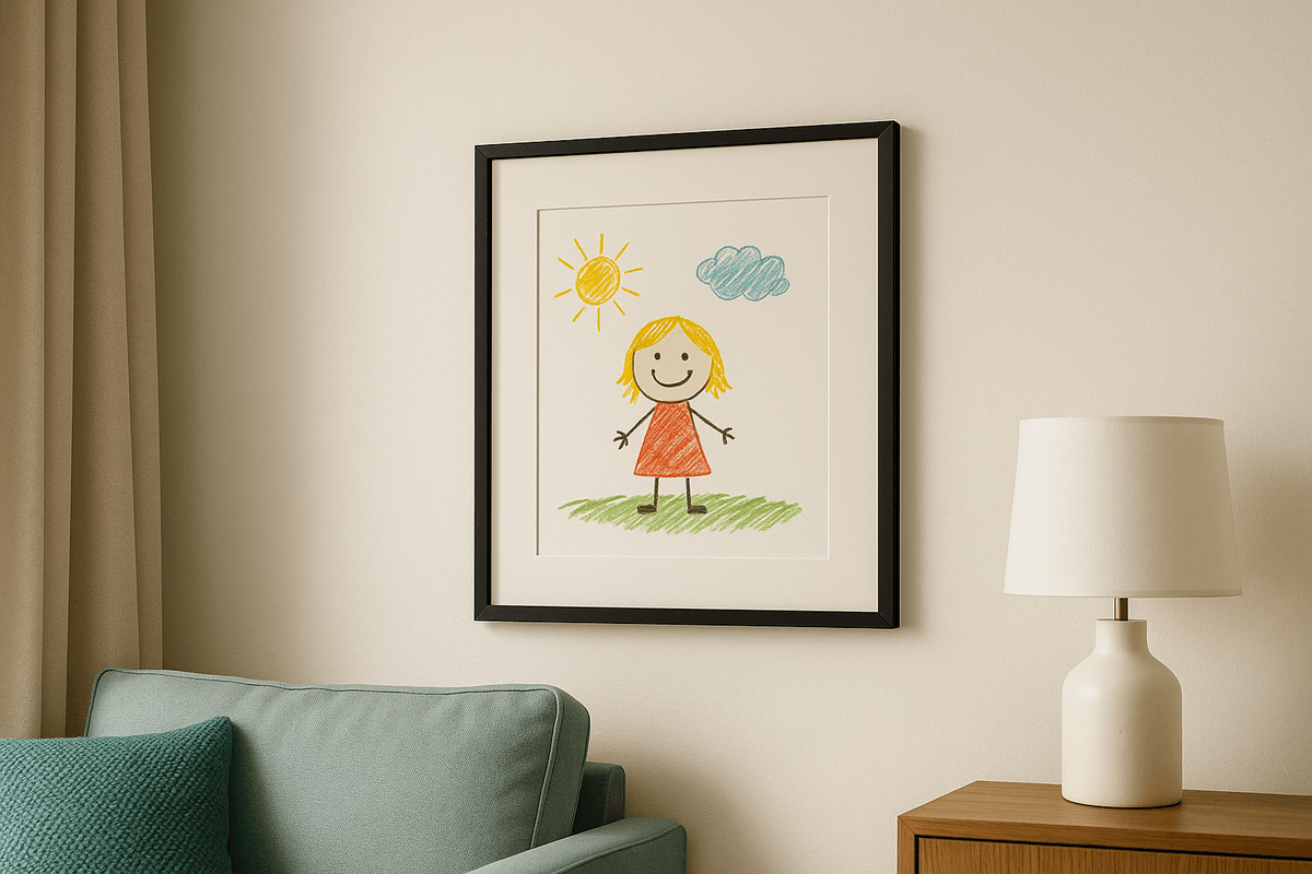 Cozy bedroom with wall art